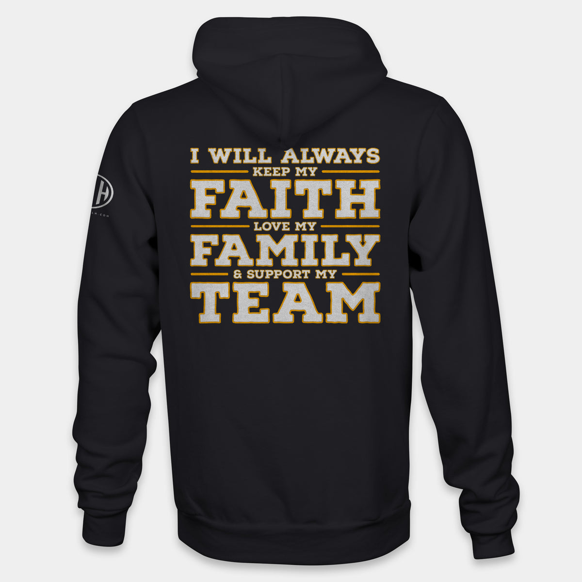 Faith Family Team Pullover Hoodie - Black and Yellow