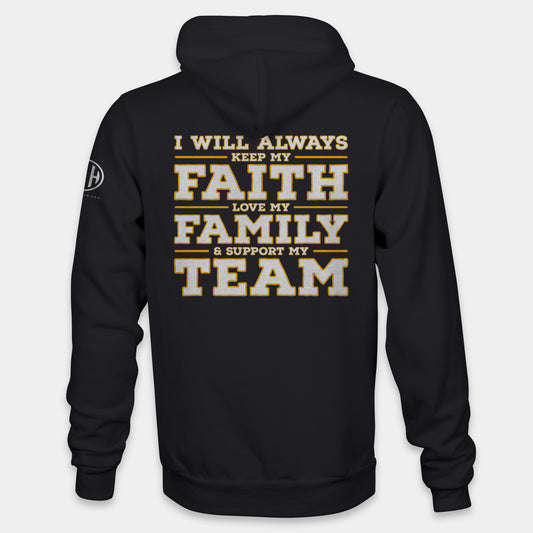 Faith Family Team Pullover Hoodie - Black and Yellow