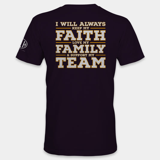 Faith Family Team Crew Neck T-Shirt - Black and Yellow