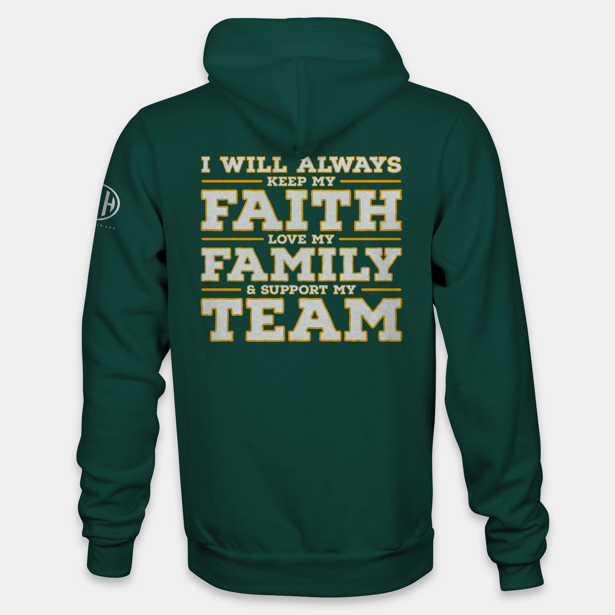 Faith Family Team Pullover Hoodie - Evergreen and Yellow