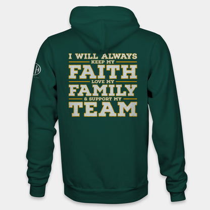 Faith Family Team Pullover Hoodie - Evergreen and Yellow