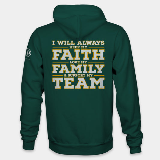 Faith Family Team Pullover Hoodie - Evergreen and Yellow