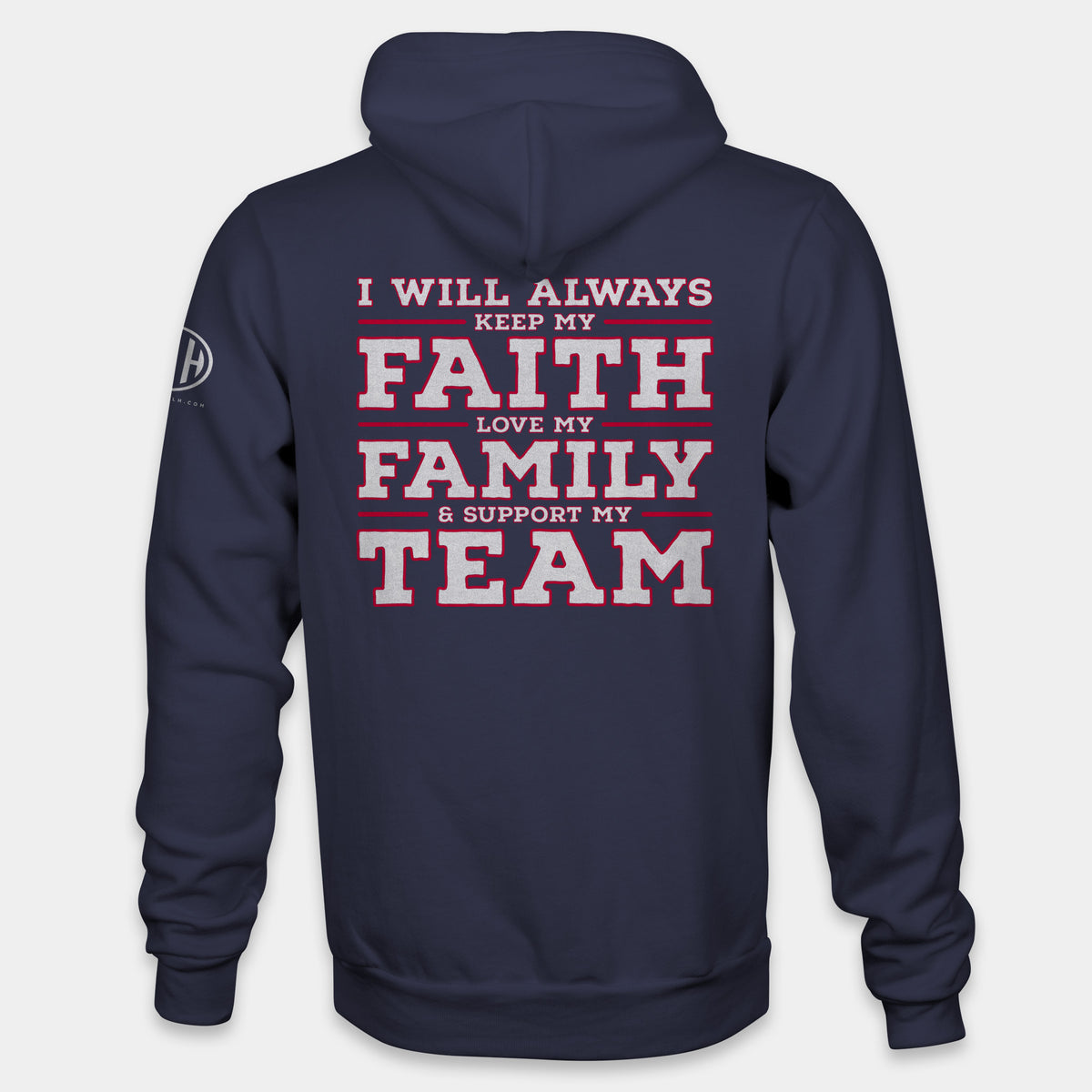 Faith Family Team Pullover Hoodie - Navy and Red