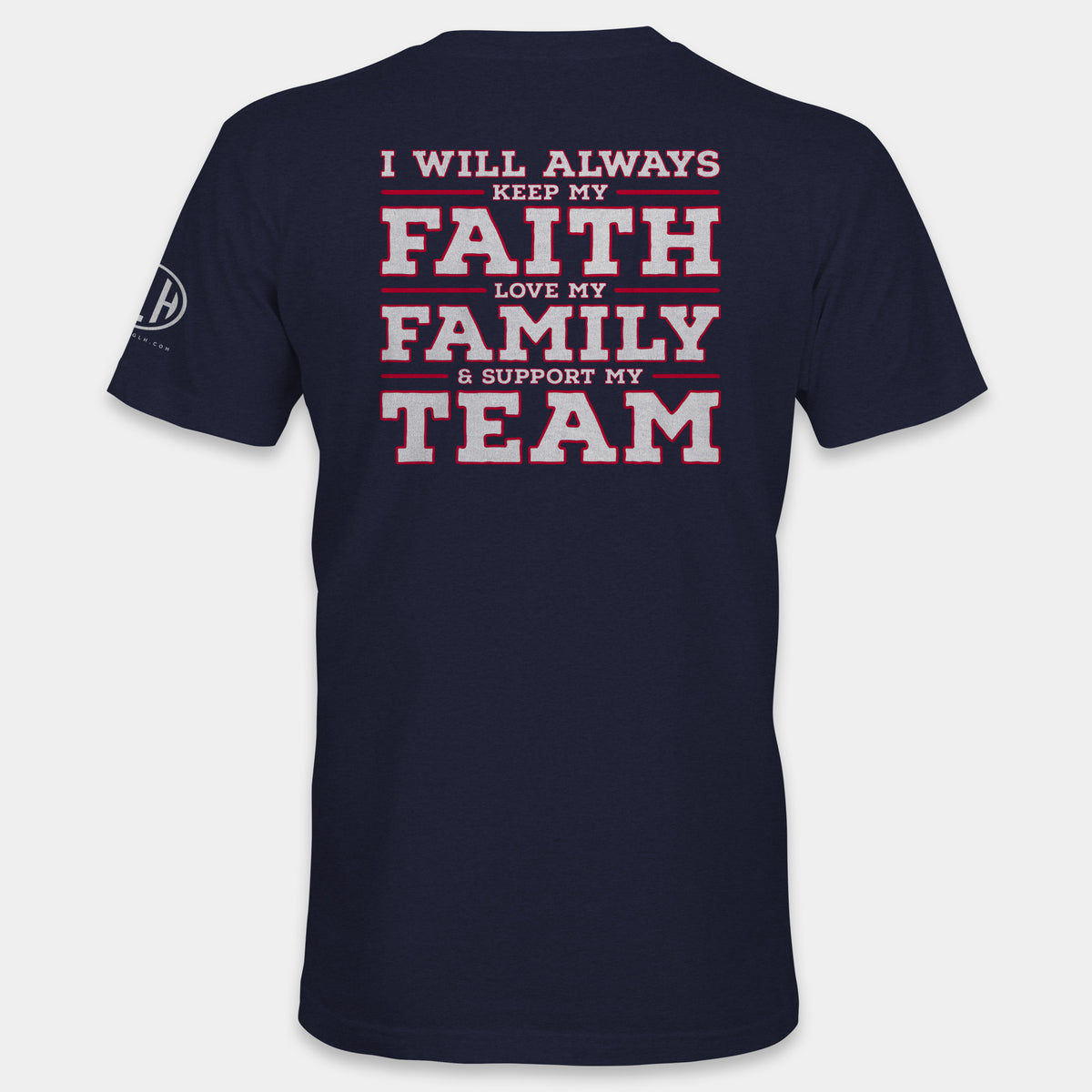 Faith Family Team Crew Neck T-Shirt - Navy and Red
